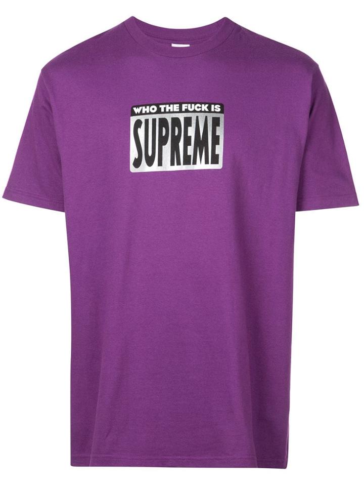 Supreme Slogan Print T-shirt - Purple
