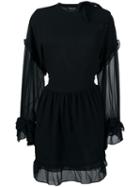 Twin-set Sheer Detailing Longsleeved Dress, Women's, Size: Medium, Black, Spandex/elastane/viscose