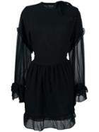 Twin-set Sheer Detailing Longsleeved Dress, Women's, Size: Medium, Black, Spandex/elastane/viscose