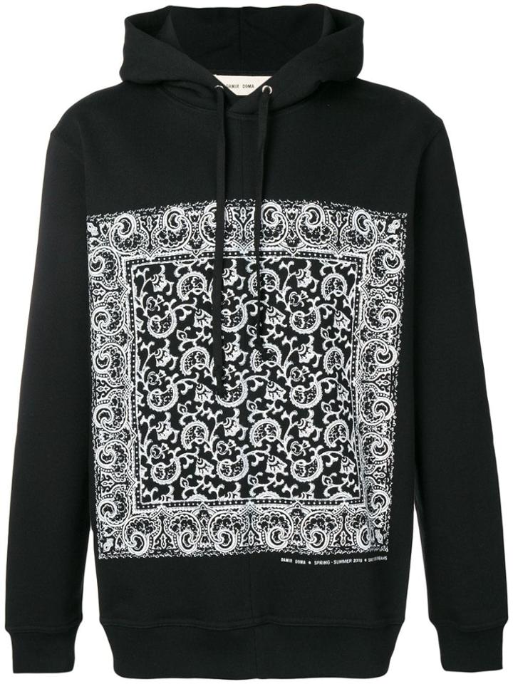 Damir Doma Contrast Print Hoodie - Black