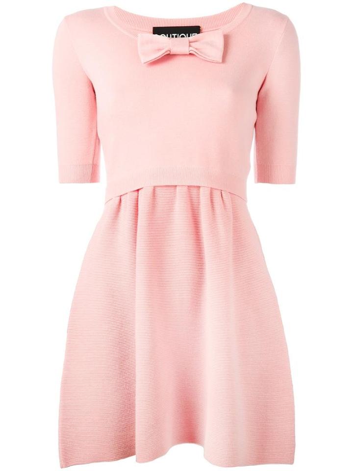 Boutique Moschino Front Bow Dress, Women's, Size: 40, Pink/purple, Virgin Wool/cotton