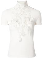 Chanel Vintage Embellished Turtleneck Top - White