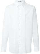 Saint Laurent Pleated Bib Shirt, Men's, Size: 41, White, Cotton