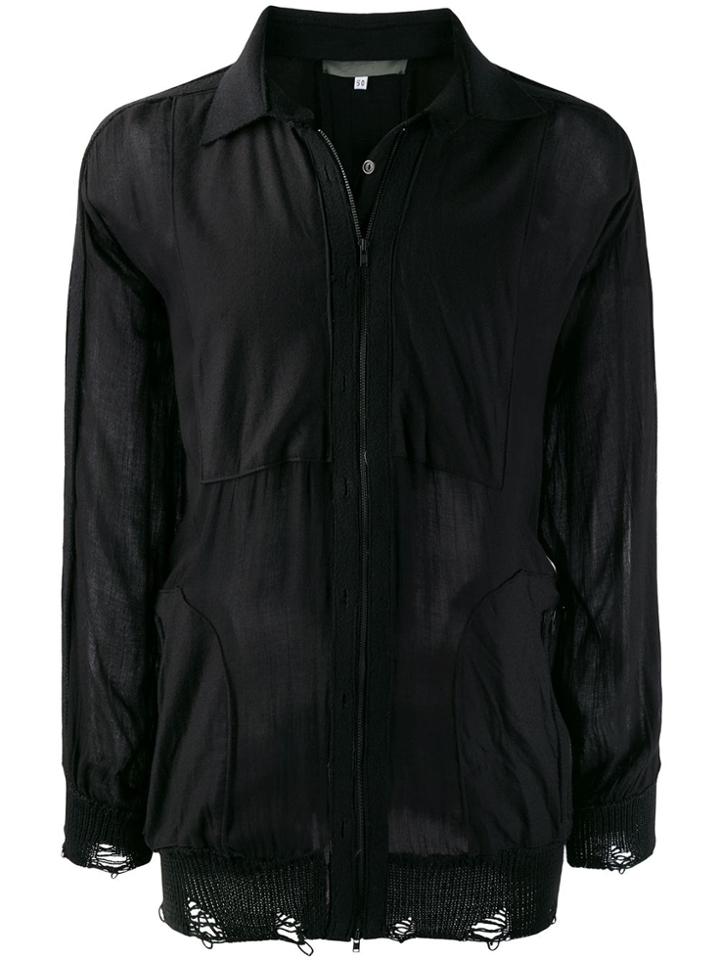 Di Liborio Distressed Bomber Shirt - Black