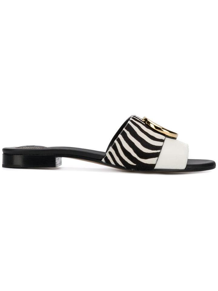 Chloé Zebra Stripe Mule Slides - White
