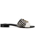 Chloé Zebra Stripe Mule Slides - White