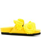Suecomma Bonnie Flower Appliqué Sandals - Yellow & Orange