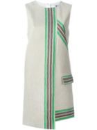 Msgm Asymmetric Mini Dress, Women's, Size: 46, Nude/neutrals, Linen/flax/cotton/polyester