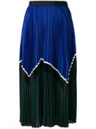 Self-portrait Pleated Midi Skirt - Blue