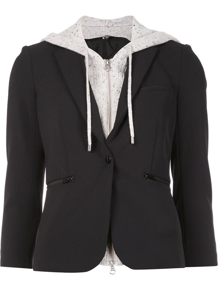 Veronica Beard Hooded Blazer, Women's, Size: 8, Black, Nylon/spandex/elastane