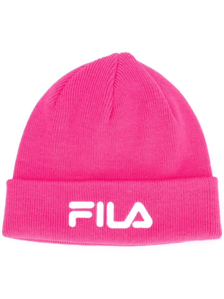 Fila Ribbed Logo Embroidery Beanie - Pink
