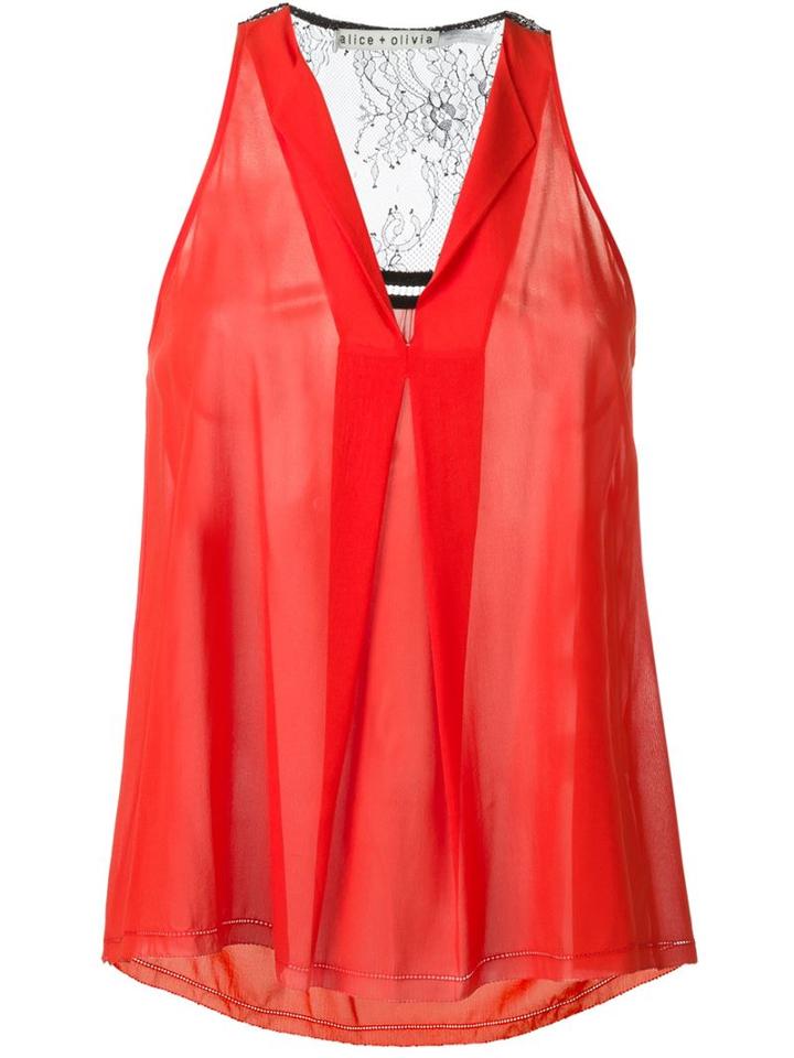 Alice+olivia Estella Top, Women's, Size: Xs, Red, Silk/nylon/spandex/elastane