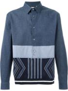 Antonio Marras Contrast Panel Shirt, Men's, Size: 40, Blue, Cotton/polyamide/spandex/elastane