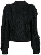 Ulla Johnson Fringed Knitted Sweater - Black