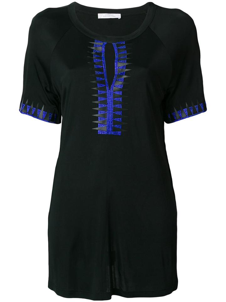 Versace Collection Embellished Neck Blouse - Black