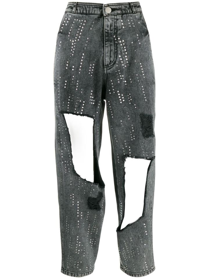 Philosophy Di Lorenzo Serafini Sequinned Studded Jeans - Grey