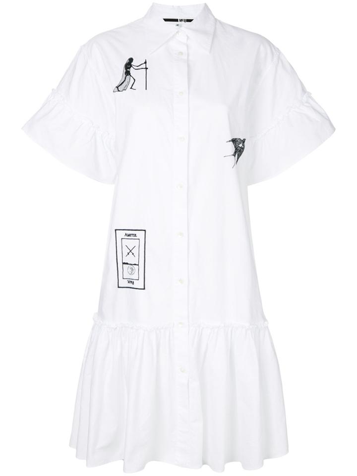 Mcq Alexander Mcqueen Embroidered Tarot Card Shirt Dress - White