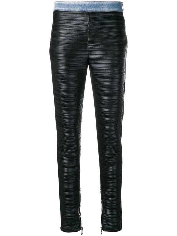 Balmain Pleated Stretch-fit Leggings - Black