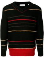 Tomorrowland Striped Embroidered Sweater - Black