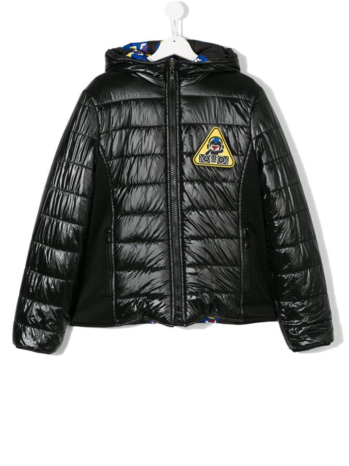 Fendi Kids Chest Patch Padded Jacket - Black