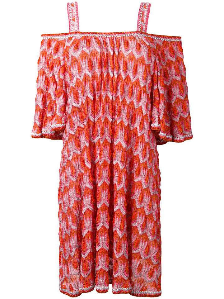 Missoni - Off Shoulder Knit Dress - Women - Polyester/cupro/rayon - 38, Yellow/orange, Polyester/cupro/rayon