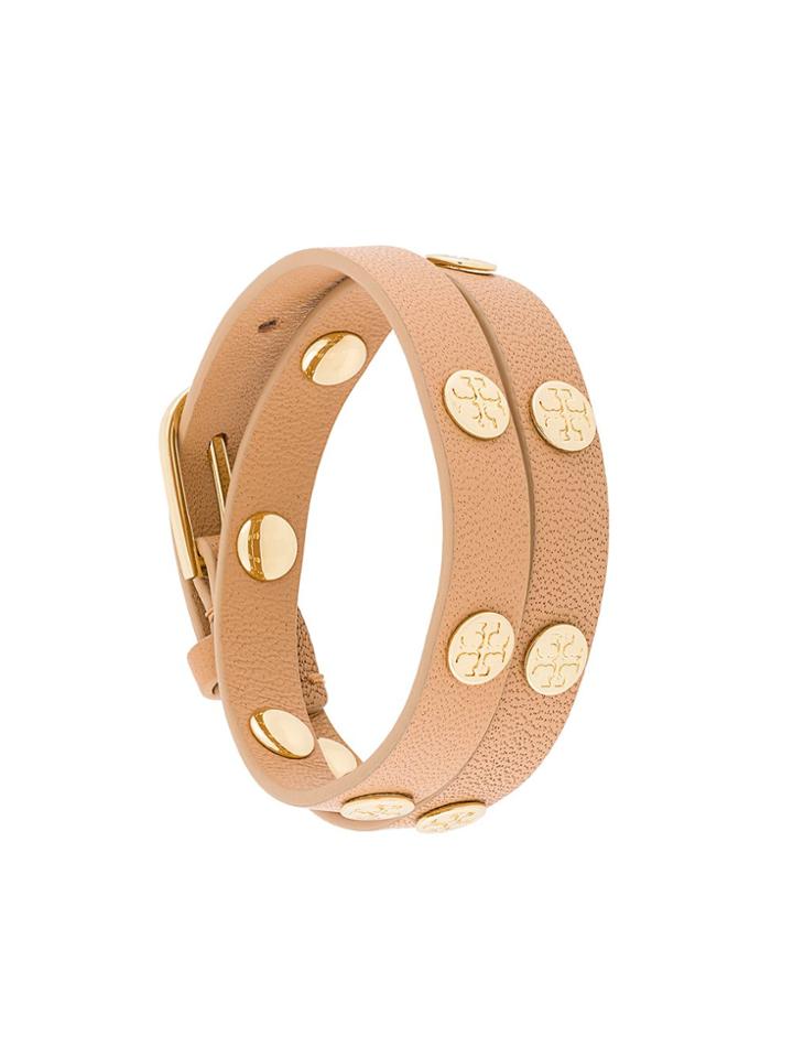 Tory Burch Logo Stud Wrap Bracelet - Brown