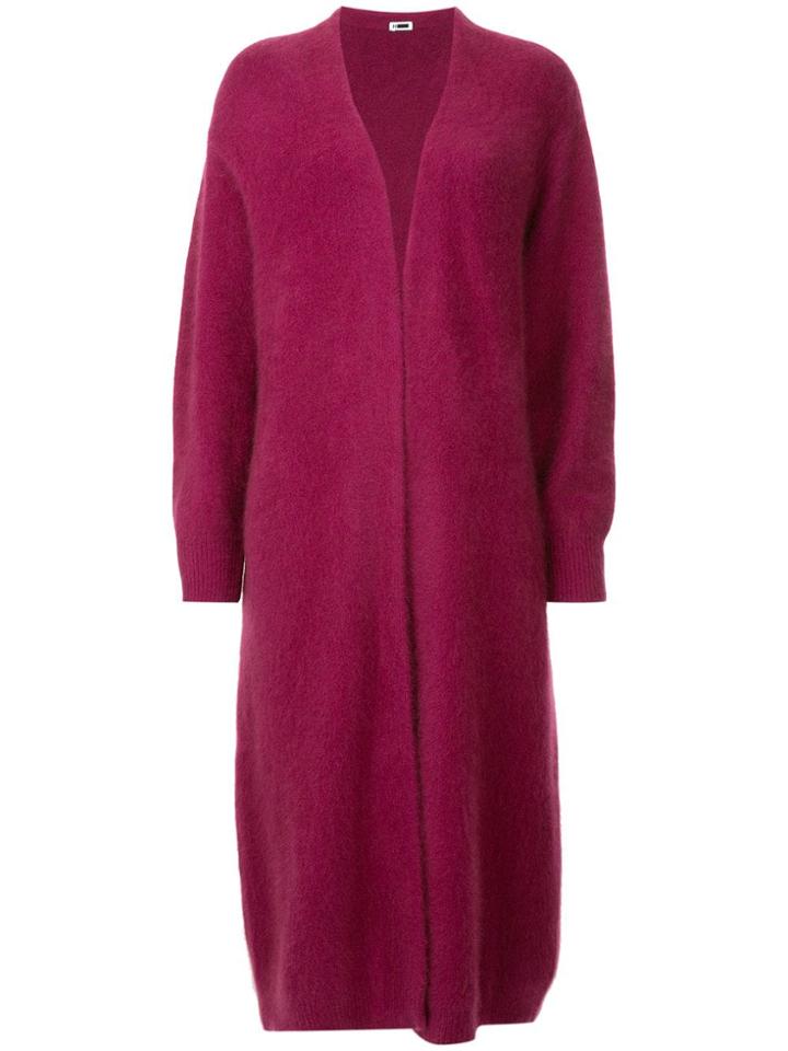 H Beauty & Youth Long Draped Cardigan - Pink & Purple