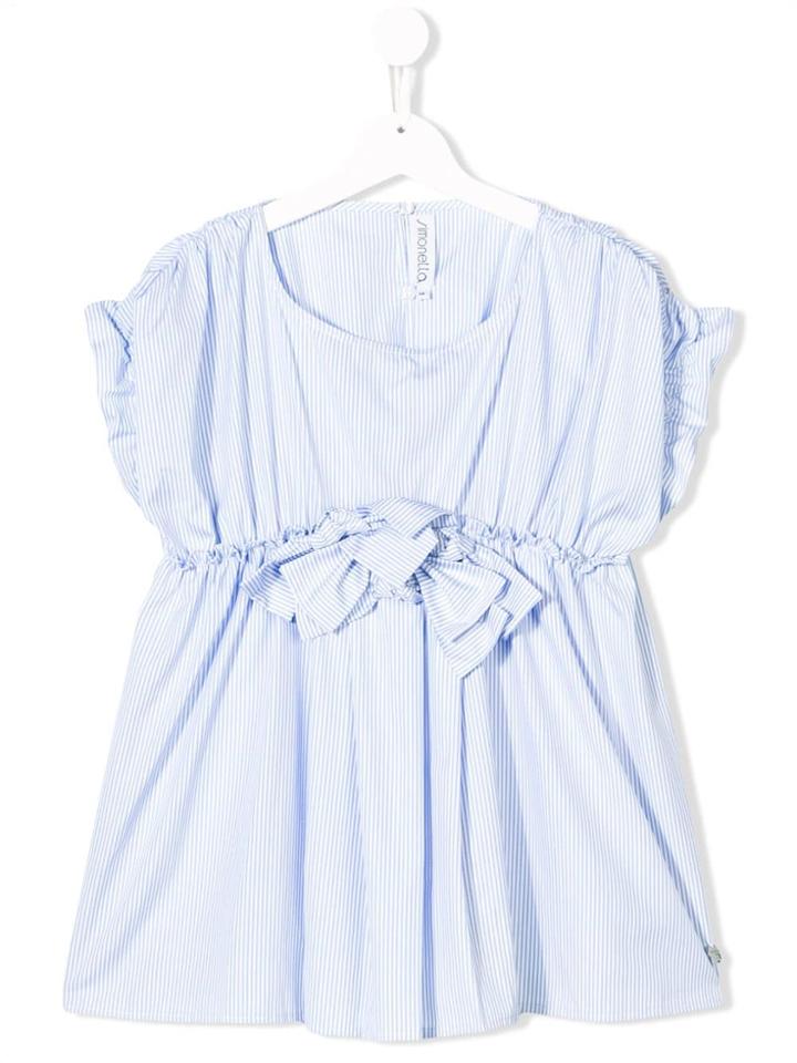 Simonetta Teen Ruched Poplin Blouse - Blue