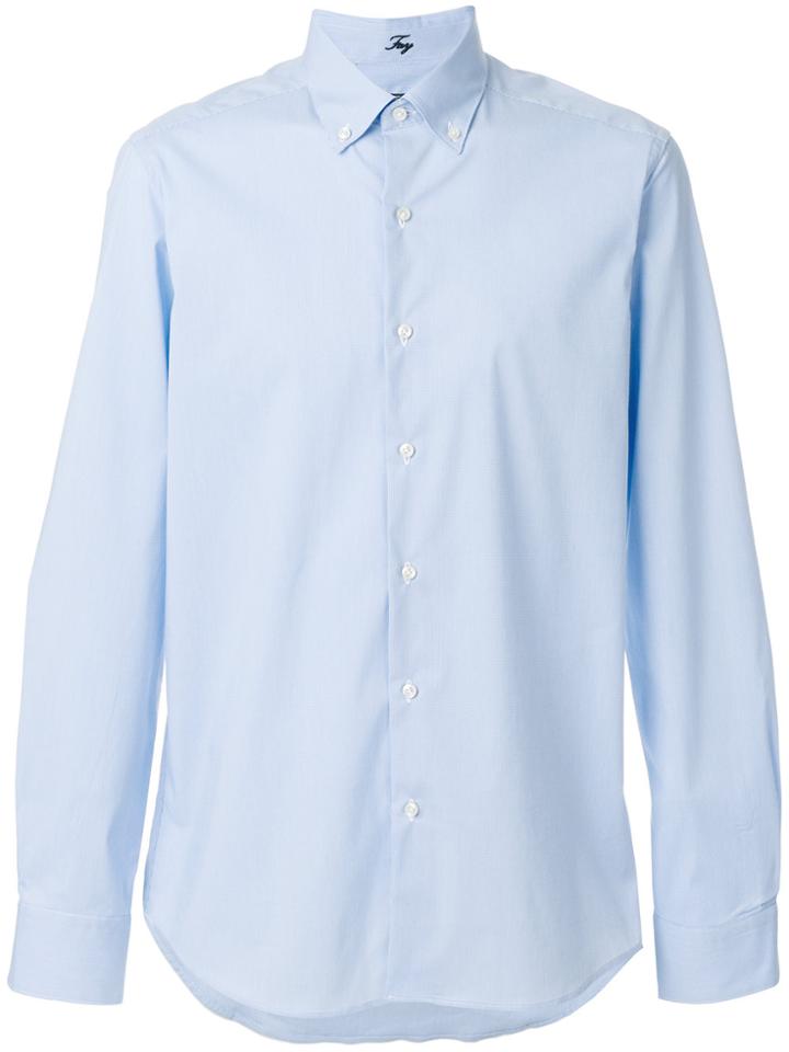 Fay Micro Check Print Shirt - Blue