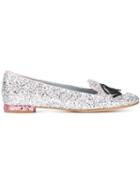 Chiara Ferragni Flirting Glitter Slippers, Women's, Size: 40, Grey, Leather/pvc