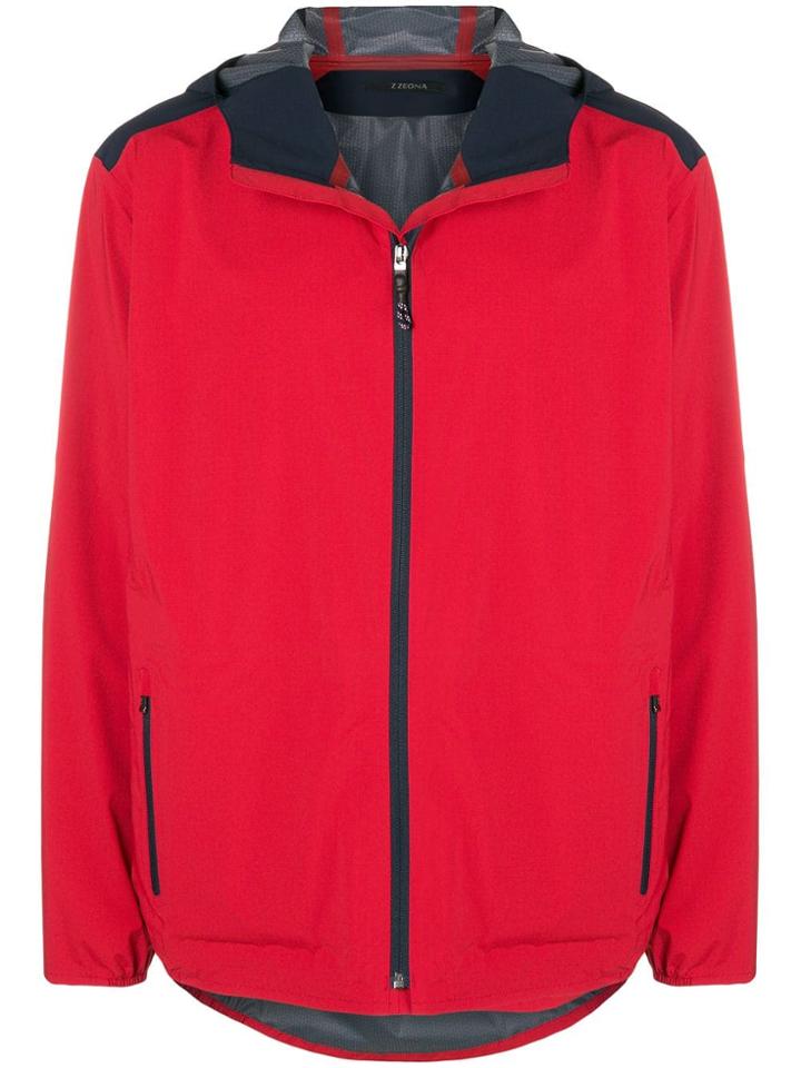 Z Zegna Hooded Lightweight Jacket - Red