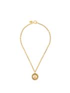 Chanel Vintage Round Cutout Cc Necklace - Gold