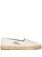 Saint Laurent Embroidered-logo Flat Canvas Espadrilles - White