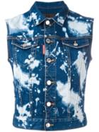 Dsquared2 Cropped Denim Gilet, Women's, Size: 42, Blue, Cotton/spandex/elastane