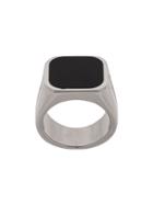 Givenchy Engraved Signature Signet Ring - Silver