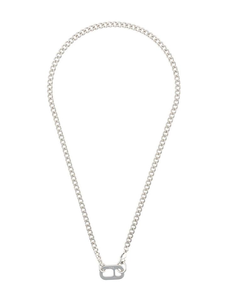 A.p.c. Logo Engraved Pendant Necklace - Silver