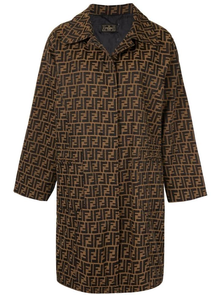 Fendi Pre-owned Zucca Pattern Midi Coat - Brown