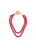 Chanel Vintage Gripoix Beaded Choker Necklace, Women's, Red