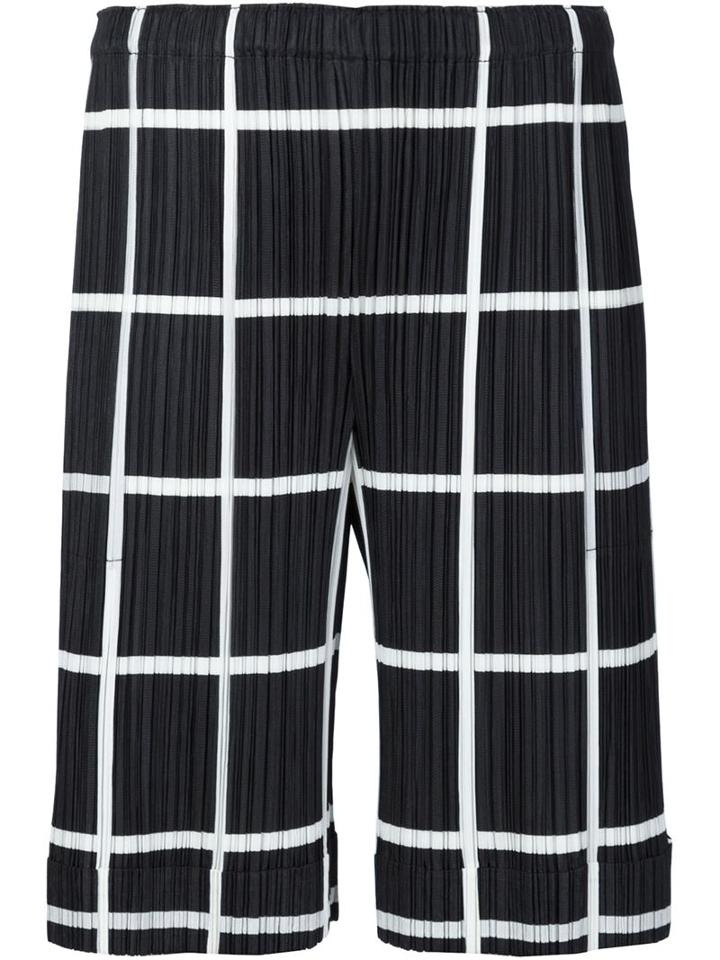 Pleats Please By Issey Miyake Grid Print Pleated Shorts