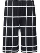 Pleats Please By Issey Miyake Grid Print Pleated Shorts