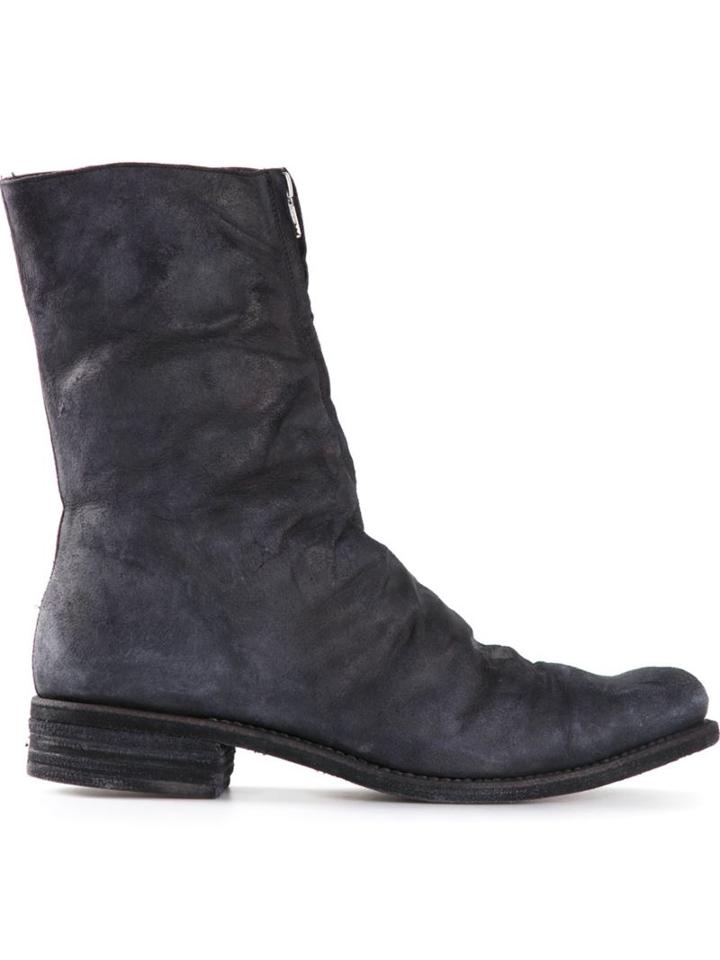 A Diciannoveventitre Distressed Boots, Men's, Size: 43, Black, Horse Leather