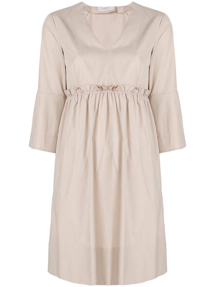 Barba Midi V-neck Dress - Nude & Neutrals