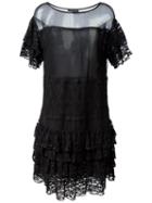 Twin-set Lace Ruffle Dress, Women's, Size: M, Black, Polyamide/polyester