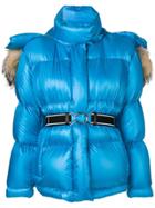 Prada Fur Trimmed Puffer Jacket - Blue