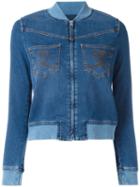 Love Moschino Denim Bomber Jacket, Women's, Size: 38, Blue, Cotton/spandex/elastane/polyester
