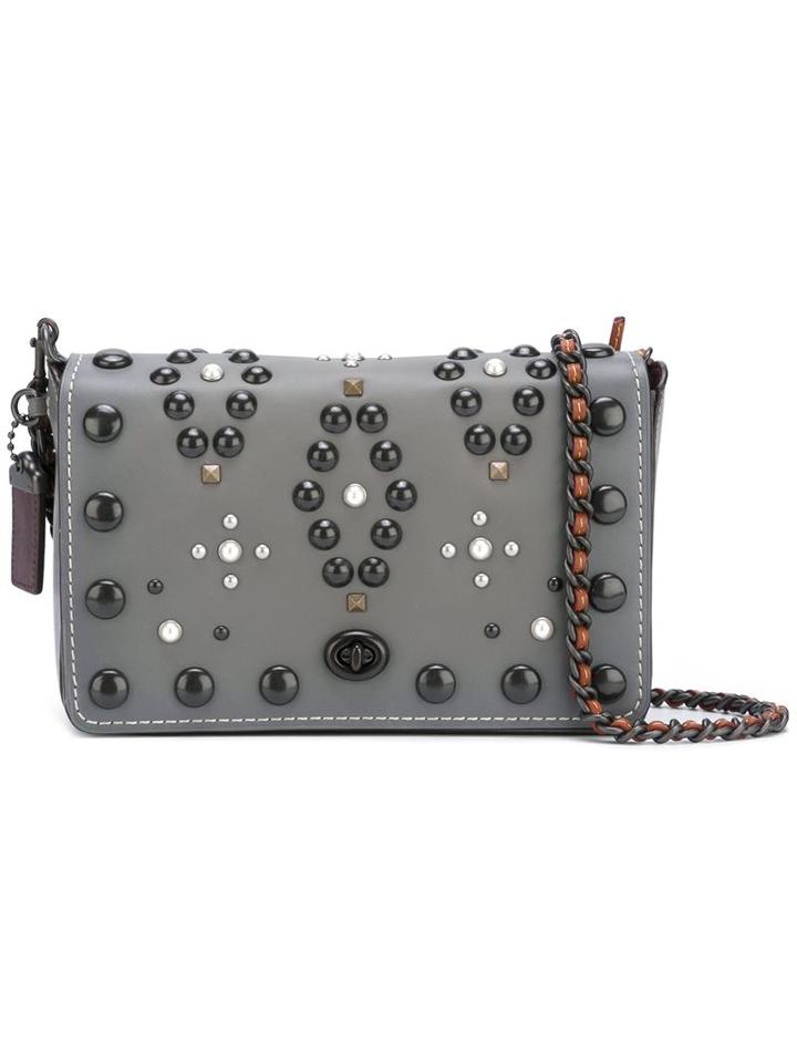 Coach Studded Shoulder Bag, Women's, Grey