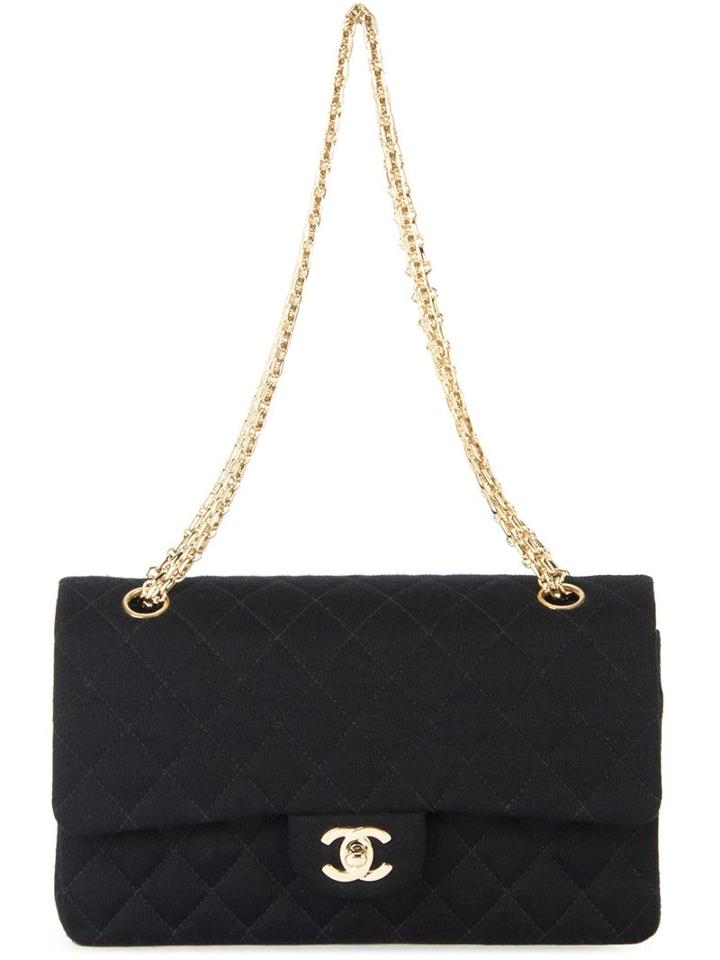 Chanel Vintage Quilted Double Flap Chain Shoulder Bag, Women's, Black