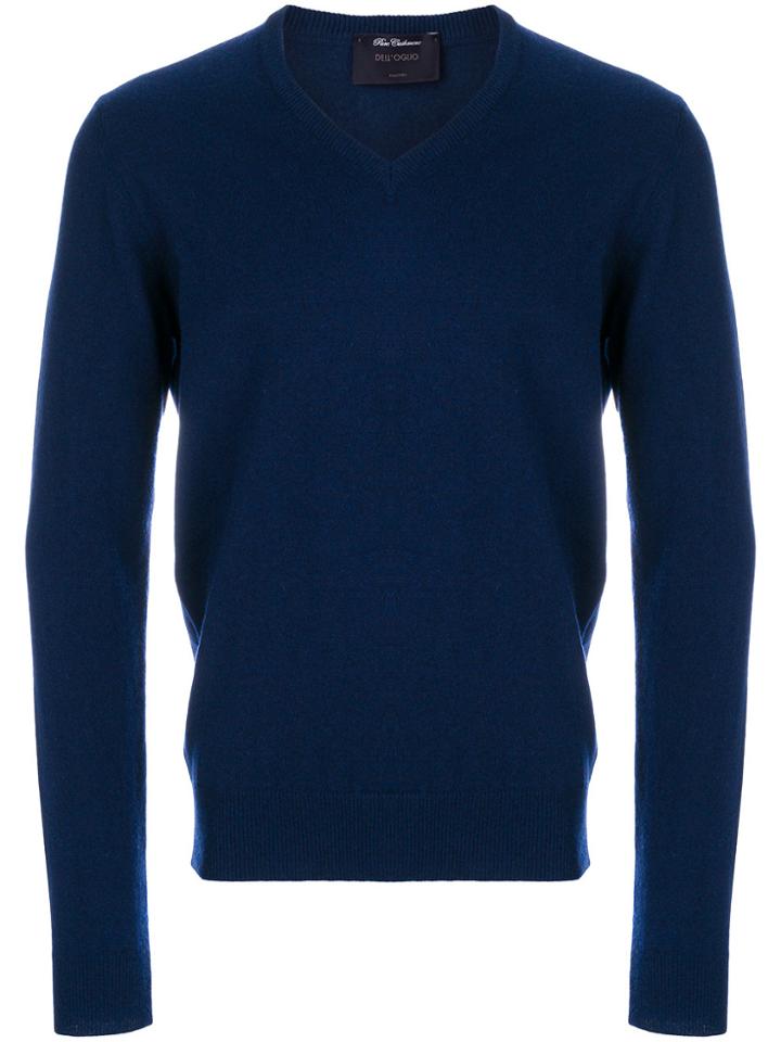 Dell'oglio Cashmere V-neck Jumper - Blue