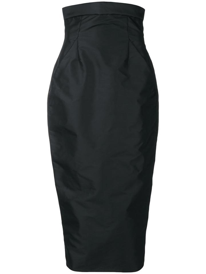 Rick Owens Fitted High Waisted Pencil Skirt - Black