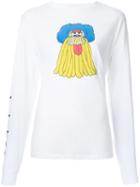 G.v.g.v. Cartoon Print Longsleeved T-shirt, Women's, Size: Xs, White, Cotton/lyocell